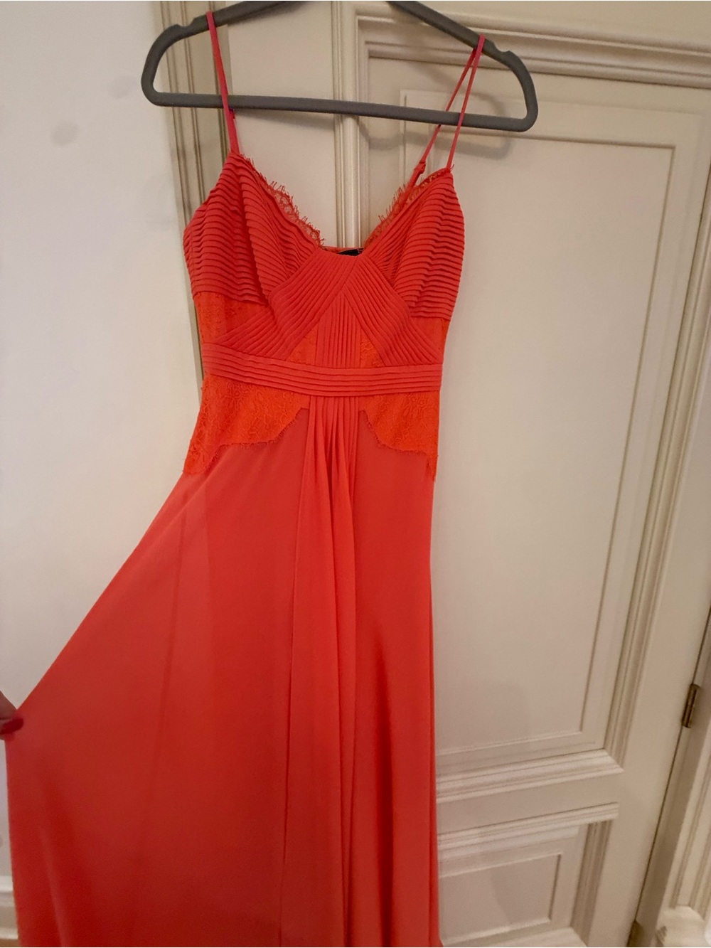 BCBGMaxAzria Coral Spaghetti-Strap Maxi Dress with Lace details- New with Tags